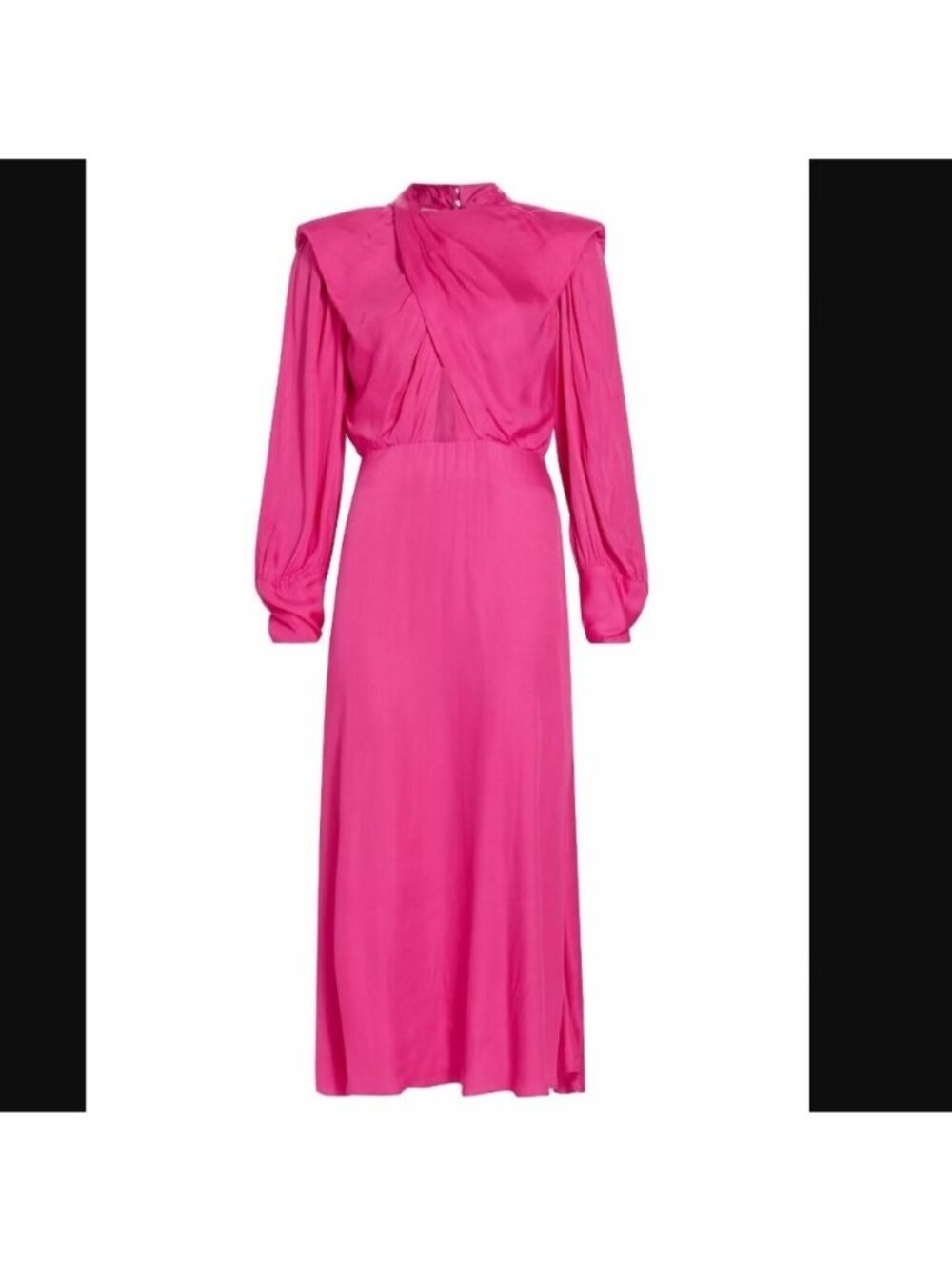 Anthropologie Farm Rio Pink Cut Out Shoulder Pad Satin Maxi Dress L NEW - Picture 15 of 15